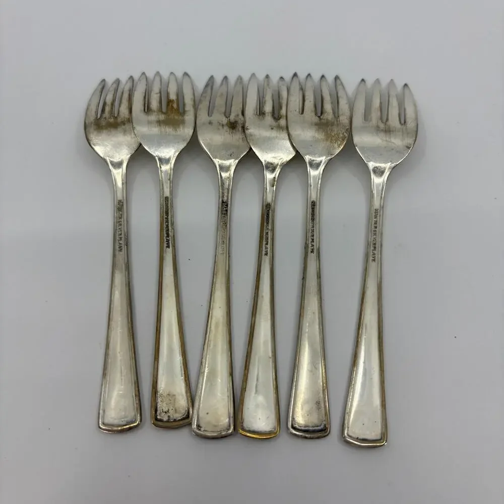 Master Silver Plate Forks Lot Of 6 Monogram D Ornate Floral Flatware
